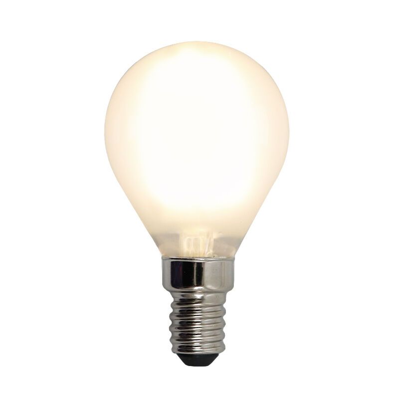 E14 LED bombilla regulable, P45, 3w, vidrio blanco, 2700k