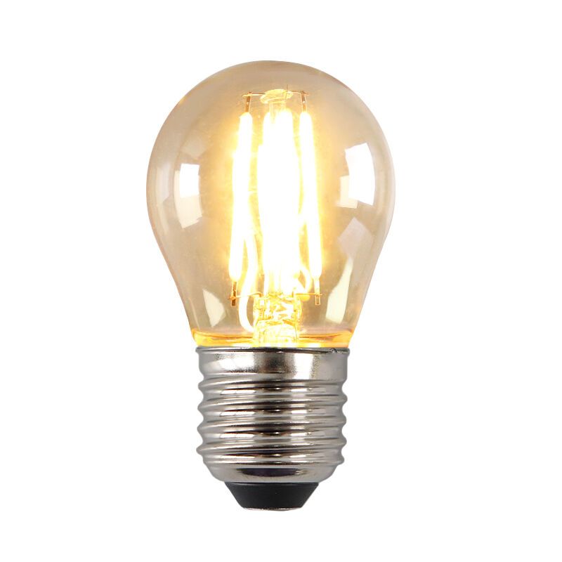 E27 LED bombilla regulable, P45, 4W, ámbar de vidrio, 2700K