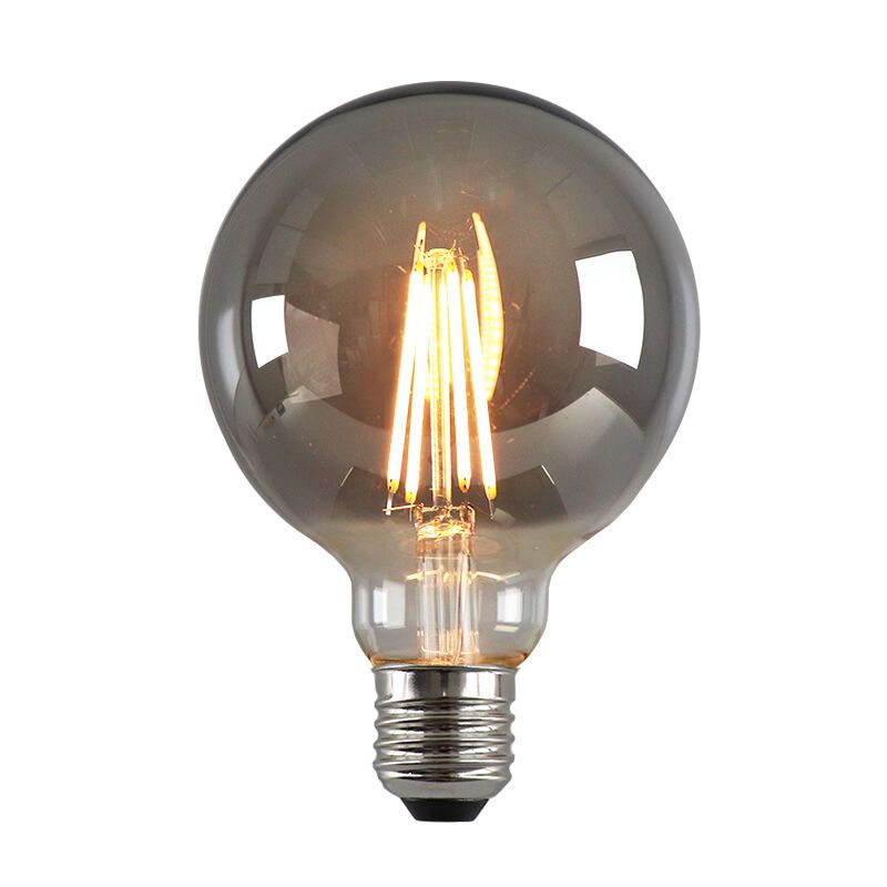 E27 LED bombilla regulable, G95, 5w, vidrio humo, 2200K