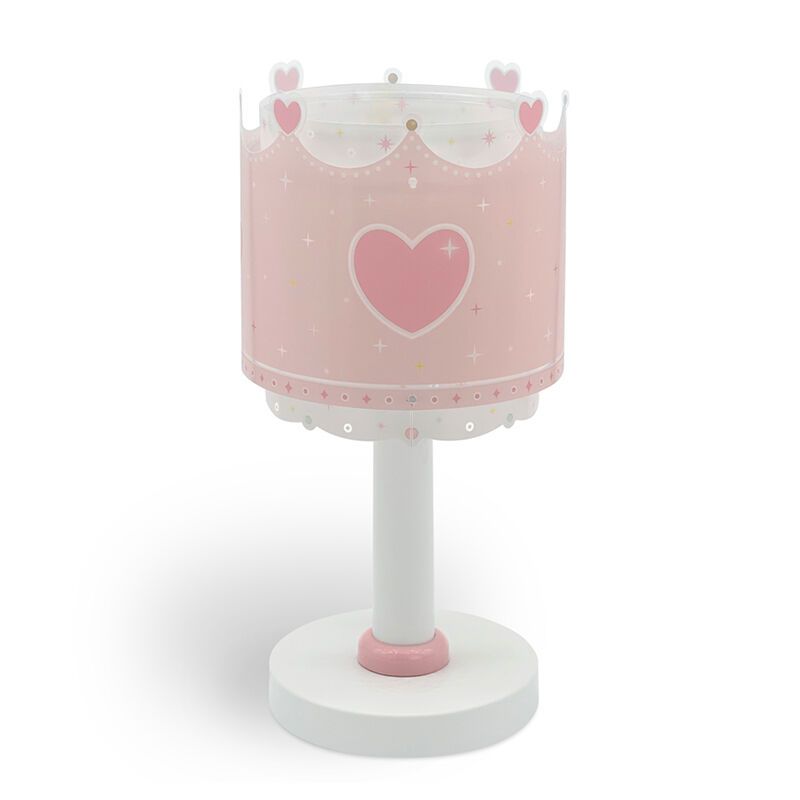 Lámpara de mesa infantil de plástico rosa, Queen, con interruptor Lámpara de mesa infantil de plástico rosa, Queen, con interruptor