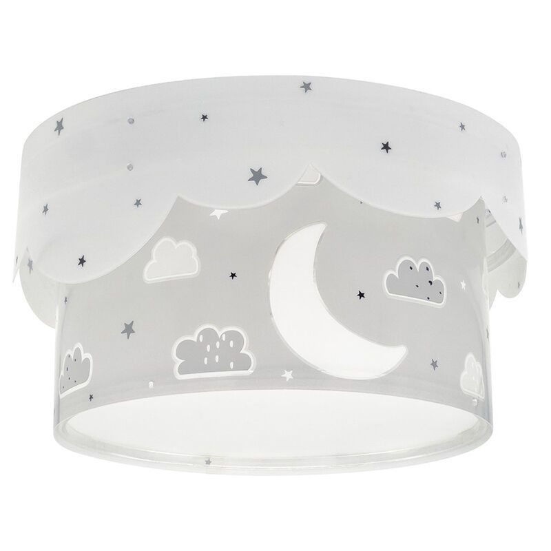 Lámpara de techo infantil de plástico gris, Moon