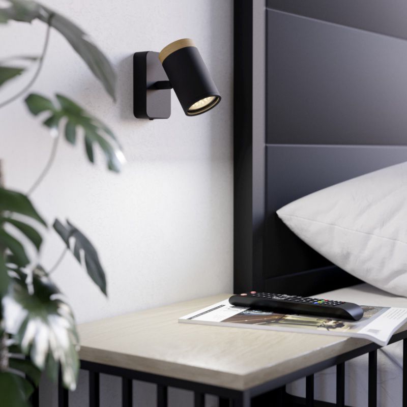 Foco de pared negro de acero, Conradus, IP44