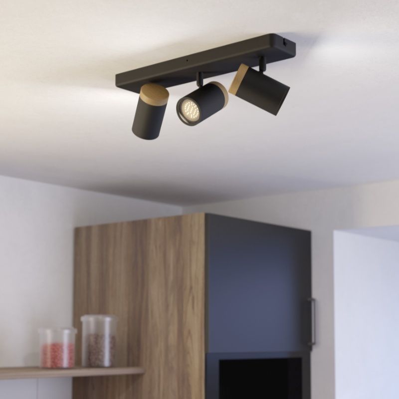 Foco de pared negro de acero, Conradus, IP44