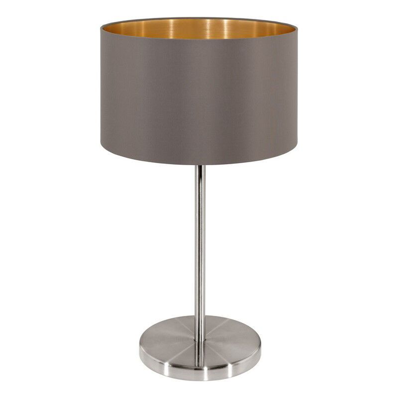 Lámpara de mesa marrón de tela, Terme, con interruptor Lámpara de mesa marrón de tela, Terme, con interruptor