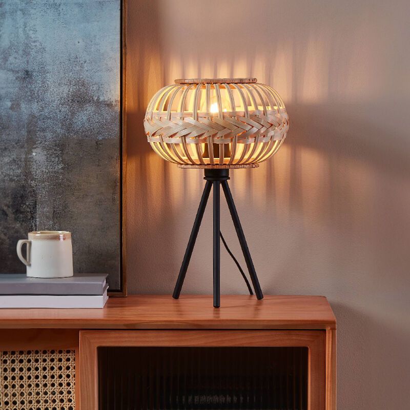 Lámpara de mesa marrón de metal, Firenze, con interruptor