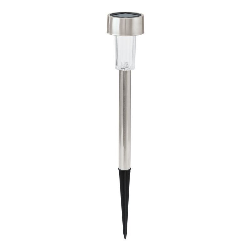 Estaca para jardín plateada de acero inoxidable, Zora, 0,5W, 3000K LED, IP44, con interruptor Estaca para jardín plateada de acero inoxidable, Zora, 0,5W, 3000K LED, IP44, con interruptor