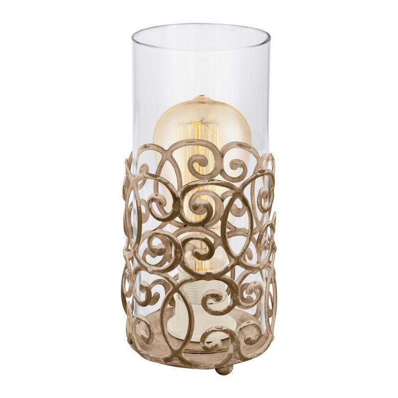Lámpara de mesa marrón de acero, Salvator, con interruptor Lámpara de mesa marrón de acero, Salvator, con interruptor