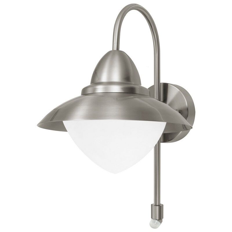 Aplique exterior con sensor de movimiento plateado de vidrio, Elayza, IP44 Aplique exterior con sensor de movimiento plateado de vidrio, Elayza, IP44