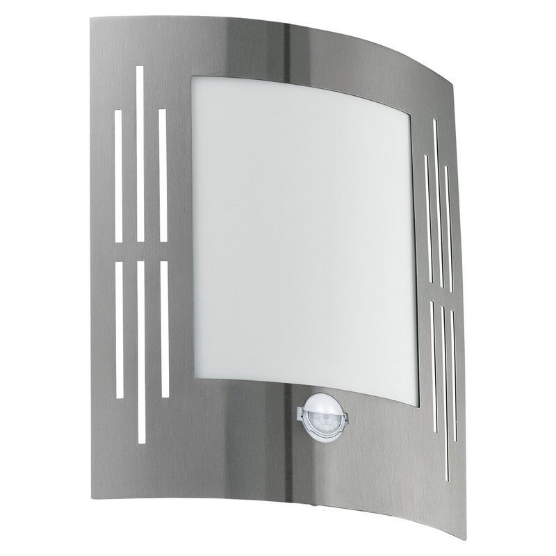 Aplique exterior con sensor de movimiento plateado de plástico, Elyana, IP44