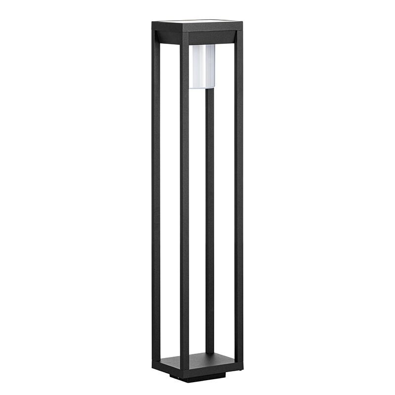 Lámpara de pie solar exterior negra de aluminio, Kwame, 3,7W, 4000K LED, IP44