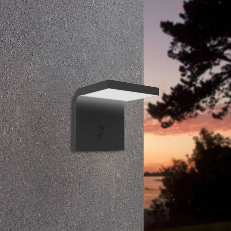 Aplique solar exterior negro de plástico, Huseyin, 6,5W, 4000K LED, IP65 Aplique solar exterior negro de plástico, Huseyin, 6,5W, 4000K LED, IP65