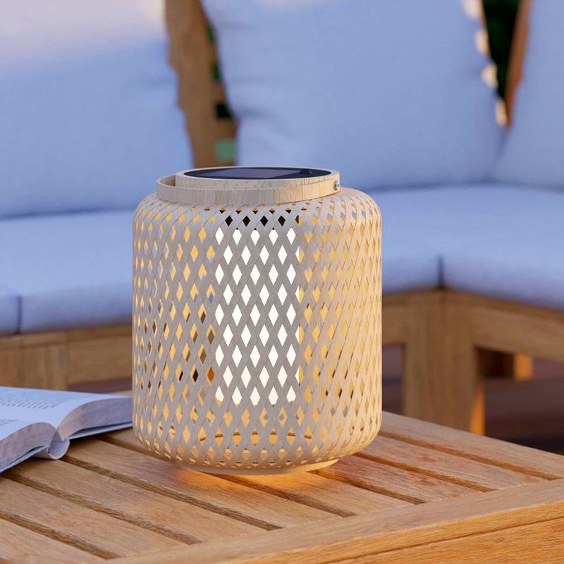 Lámpara de mesa solar marrón de madera, Hanin, 3,3W, 4000K LED, IP44, con interruptor Lámpara de mesa solar marrón de madera, Hanin, 3,3W, 4000K LED, IP44, con interruptor