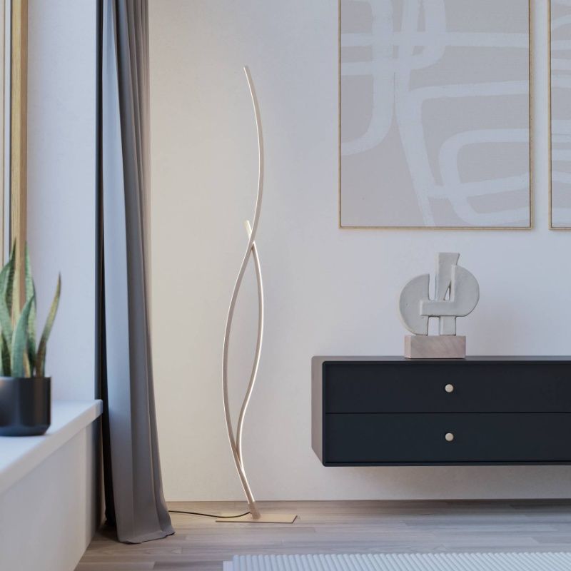 Lámpara de pie marrón de acero, Tevin, 20W, 4000K LED, con interruptor