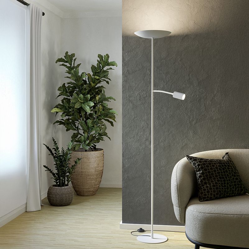 Lámpara de pie blanca de acero, Crijn, 26,5W, 2700K LED, con regulador táctil