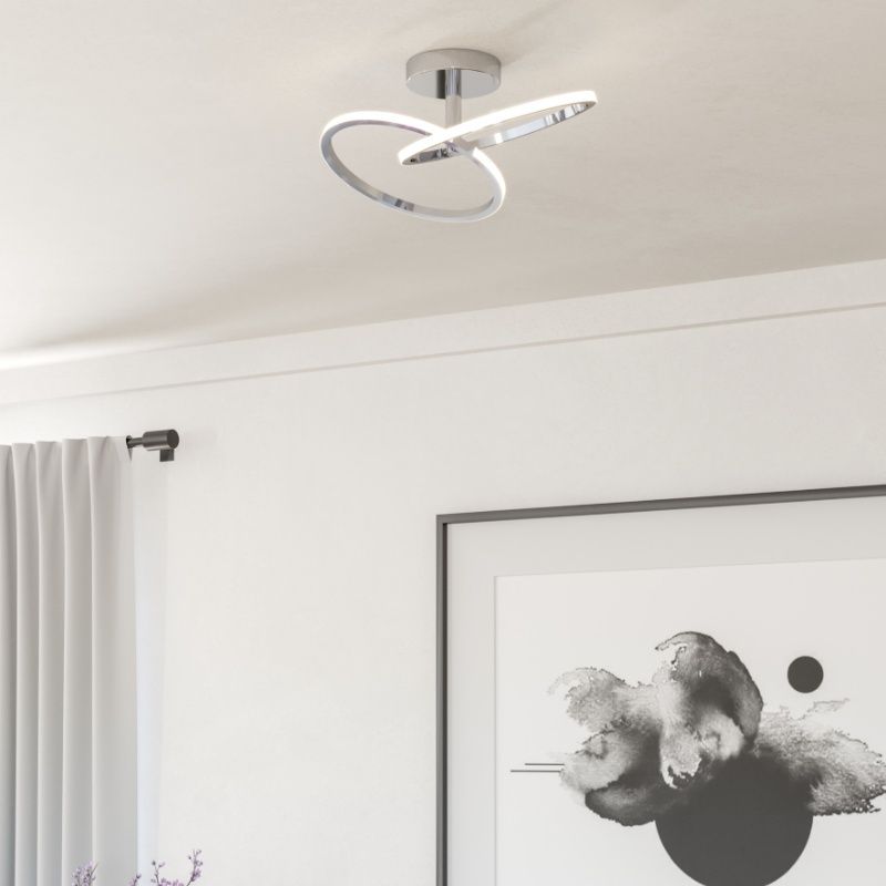 Lámpara de techo cromada de acero, Minh, 12W, white switch LED