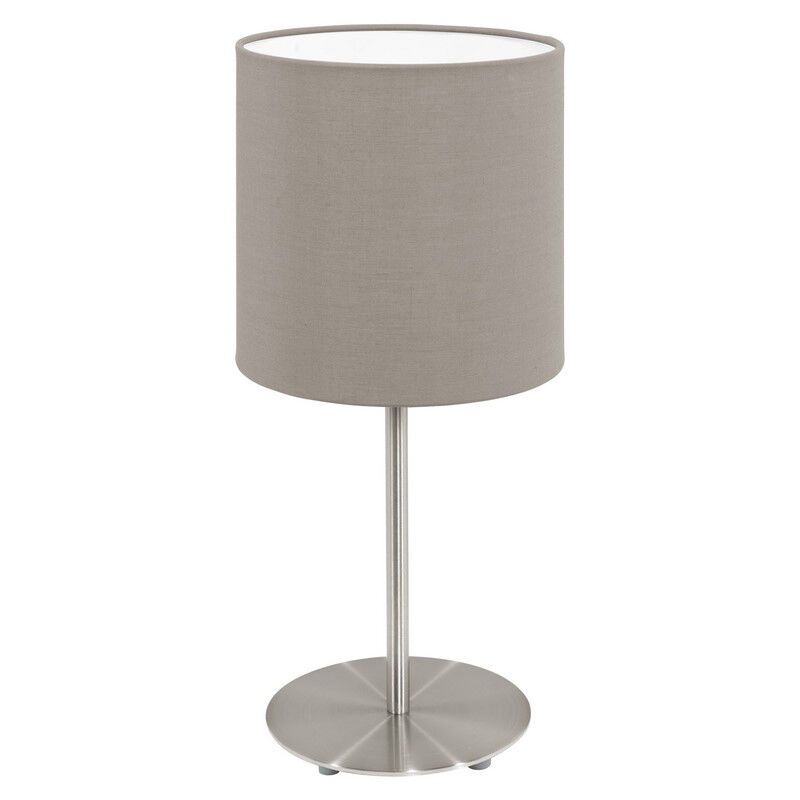 Lámpara de mesa gris pardo de tela, Abano, con interruptor Lámpara de mesa gris pardo de tela, Abano, con interruptor