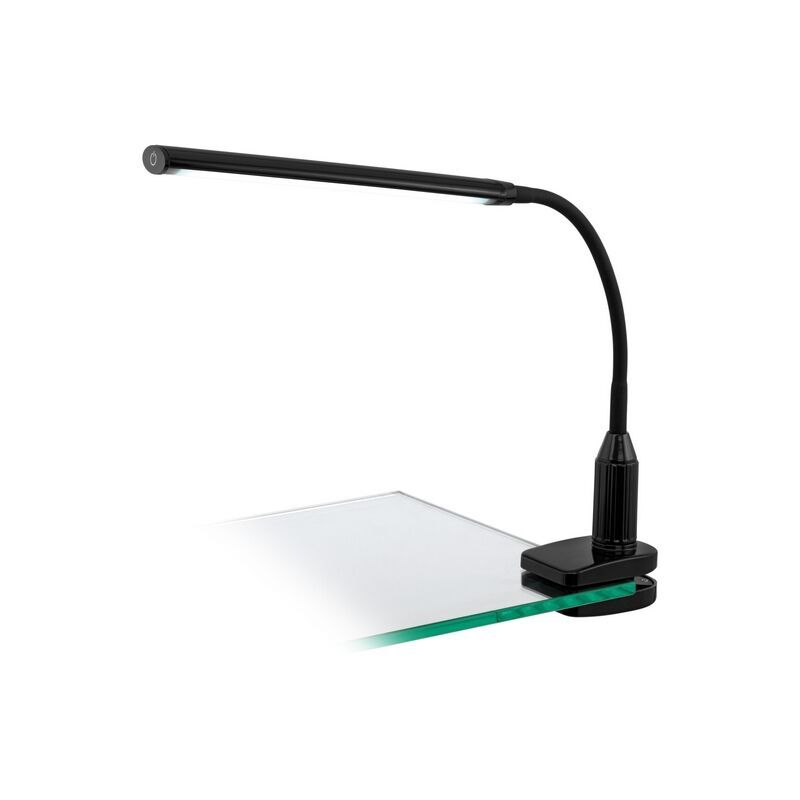 Lámpara de pinza negra de plástico, Brennan, 4W, 4000K LED, con interruptor Lámpara de pinza negra de plástico, Brennan, 4W, 4000K LED, con interruptor