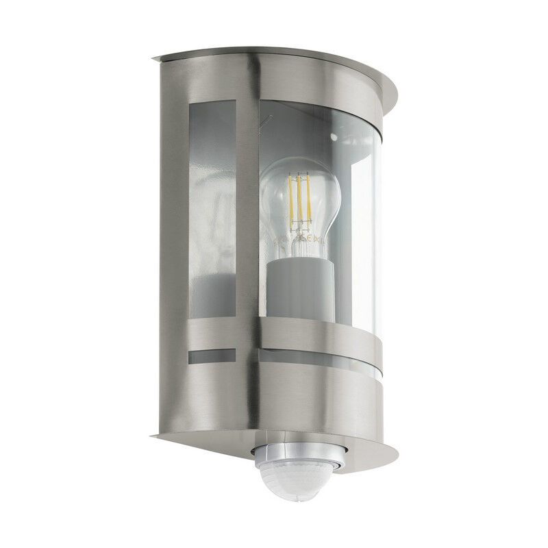 Aplique exterior con sensor de movimiento plateado de metal, Jeremy, IP44 Aplique exterior con sensor de movimiento plateado de metal, Jeremy, IP44