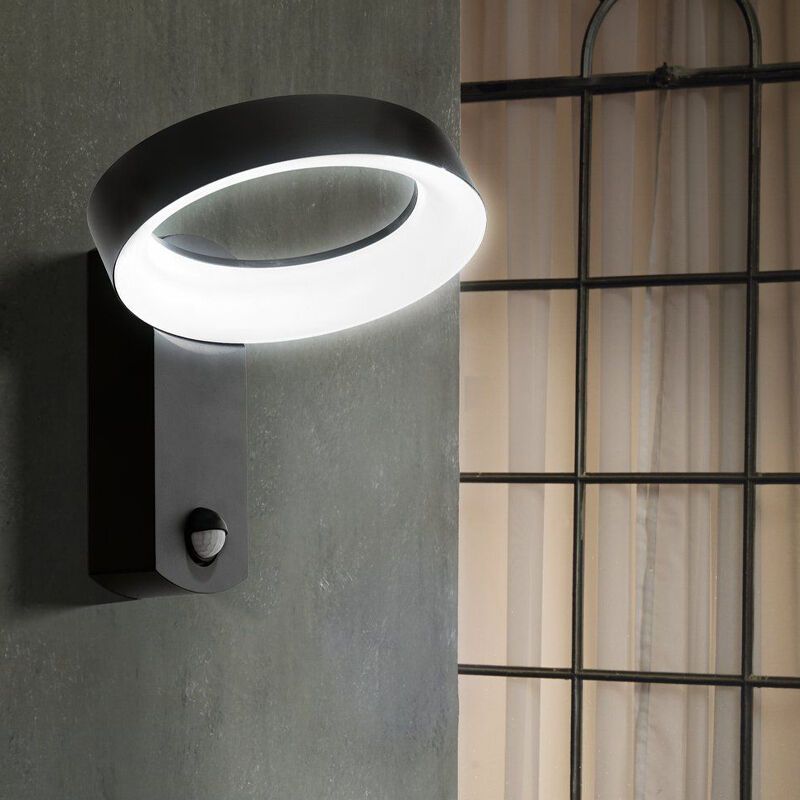 Aplique exterior con sensor de movimiento antracita de aluminio, Lewis, IP44