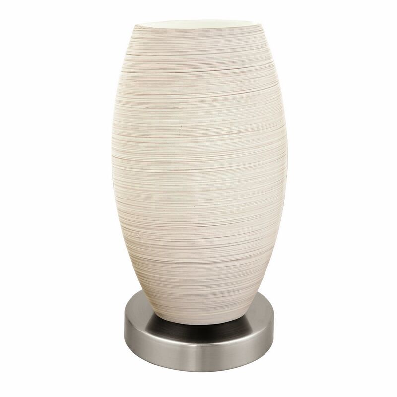 Lámpara de mesa níquel de acero, Angelino, con interruptor