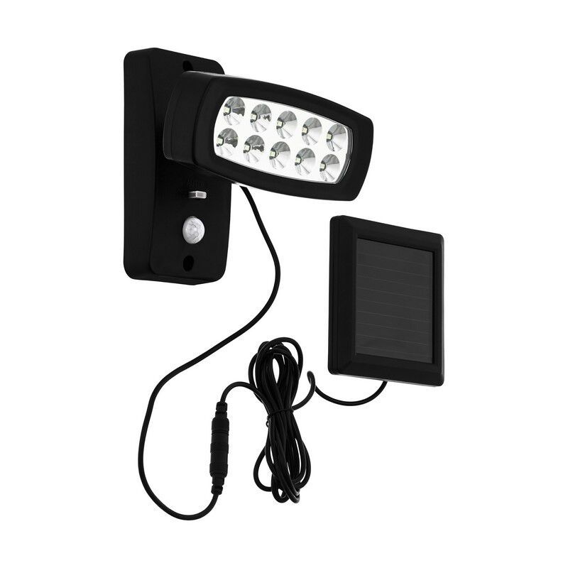Aplique solar exterior negro de plástico, Fuat, 2W, 3000K LED, IP44 Aplique solar exterior negro de plástico, Fuat, 2W, 3000K LED, IP44