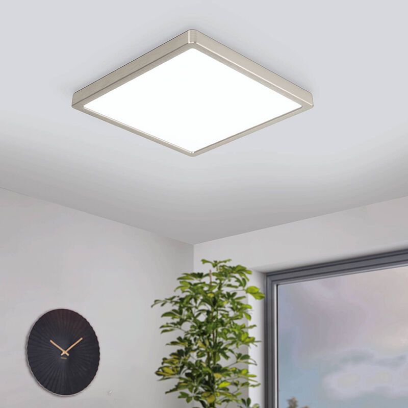 Lámpara de techo inteligente níquel de plástico, Geraldo, 19,5W, ajustable entre luz blanco cálido y frío LED, IP44 Lámpara de techo inteligente níquel de plástico, Geraldo, 19,5W, ajustable entre luz blanco cálido y frío LED, IP44