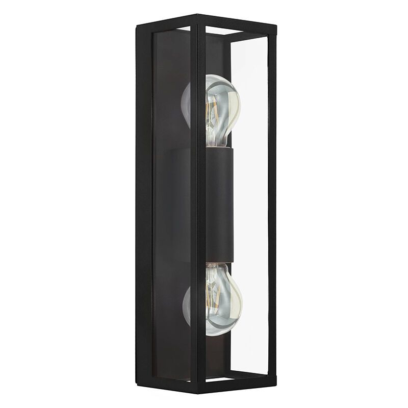 Aplique baño negro de vidrio, Amadou, IP44 Aplique baño negro de vidrio, Amadou, IP44