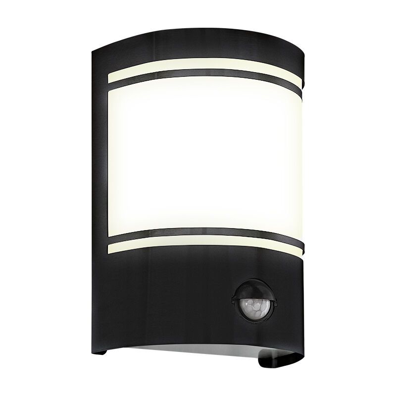 Aplique exterior con sensor de movimiento negro de acero, Elyana, IP44 Aplique exterior con sensor de movimiento negro de acero, Elyana, IP44