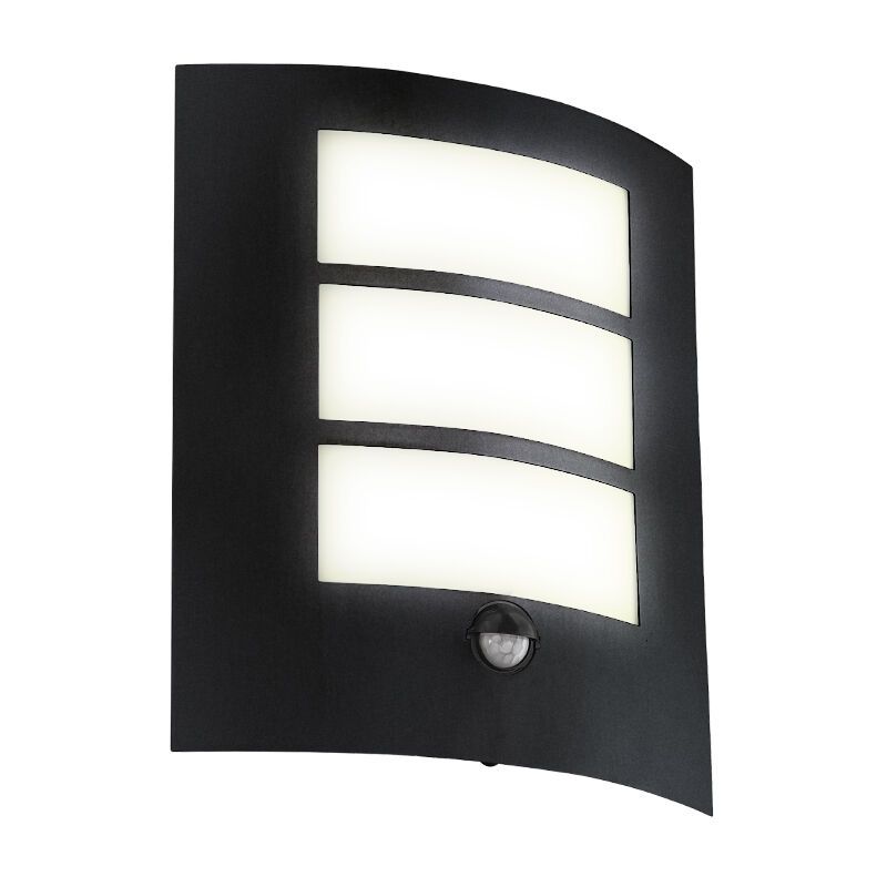 Aplique exterior con sensor de movimiento negro de acero, Elyana, IP44 Aplique exterior con sensor de movimiento negro de acero, Elyana, IP44