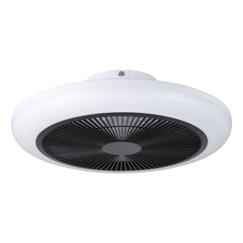 Ventilador de techo blanco de plástico, Henny, 5,2W, ajustable entre luz blanco cálido y frío LED, con mando a distancia