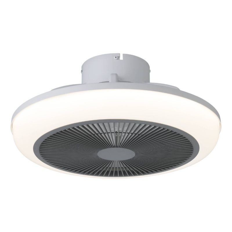 Ventilador de techo blanco de plástico, Henny, 5,2W, ajustable entre luz blanco cálido y frío LED, con mando a distancia