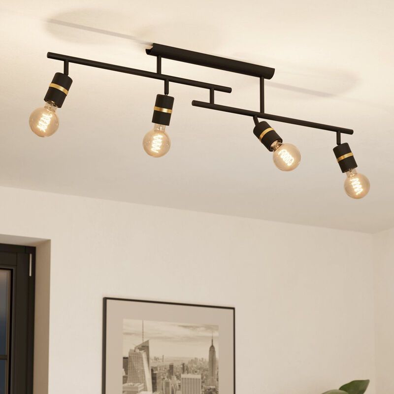 Foco de techo negro de aluminio, Jelger