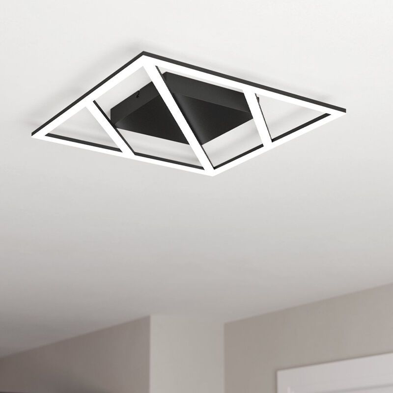 Plafón de techo negro de aluminio, Kenley, 21W, ajustable entre luz blanco cálido y frío LED, regulable en 3 pasos Plafón de techo negro de aluminio, Kenley, 21W, ajustable entre luz blanco cálido y frío LED, regulable en 3 pasos
