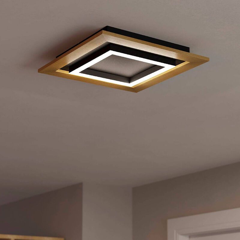 Plafón de techo madera de aluminio, Kyllian, 5,4W, ajustable entre luz blanco cálido y frío LED, regulable en 3 pasos Plafón de techo madera de aluminio, Kyllian, 5,4W, ajustable entre luz blanco cálido y frío LED, regulable en 3 pasos