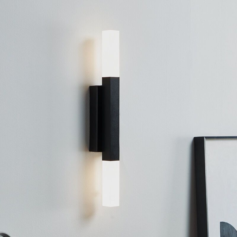 Espejo con luces negro de aluminio, Yolande, 5,5W, 3000K LED, IP44