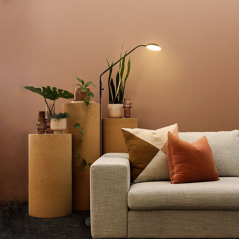 Lámpara de pie de lectura negra moderna, Salvador, 5W, 3000K LED, con interruptor