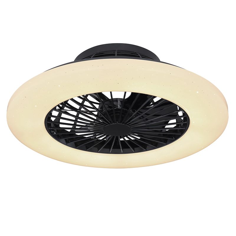 Ventilador de techo negro de plástico, Joni, 40W, ajustable entre luz blanco cálido y frío LED, con mando a distancia
