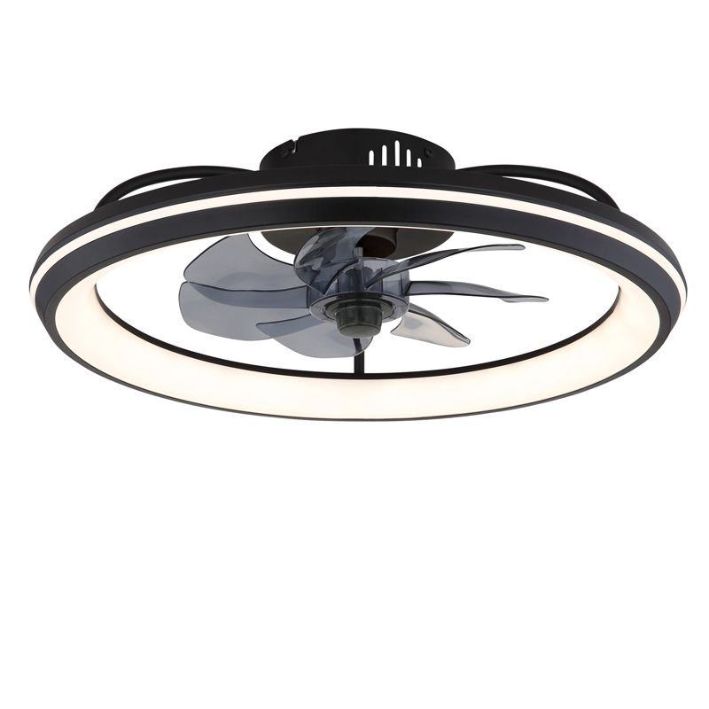 Ventilador de techo negro de plástico, Juulke, 40W, ajustable entre luz blanco cálido y frío LED, con mando a distancia