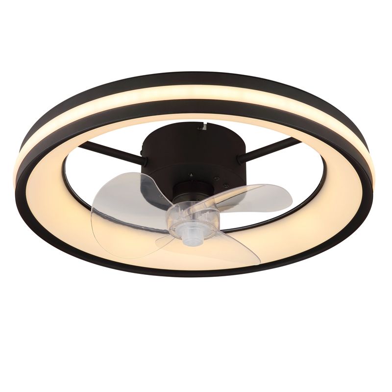 Ventilador de techo negro de plástico, Klaaske, 30W, ajustable entre luz blanco cálido y frío LED, con mando a distancia