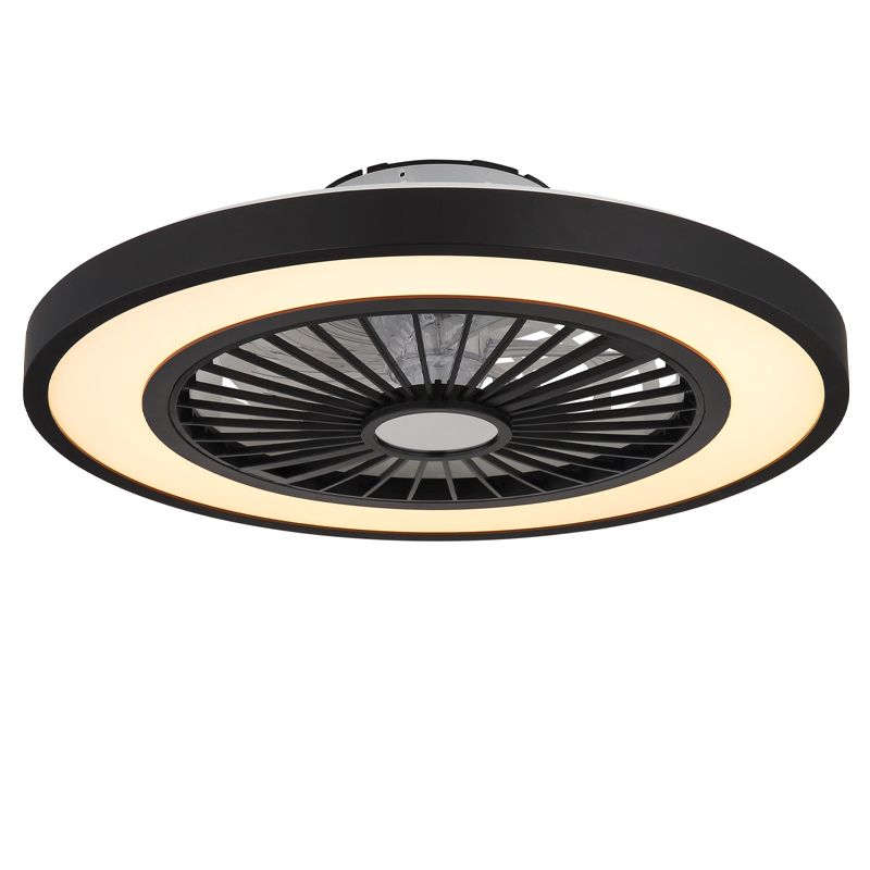 Ventilador de techo negro de plástico, Komal, 45W, ajustable entre luz blanco cálido y frío LED, con mando a distancia