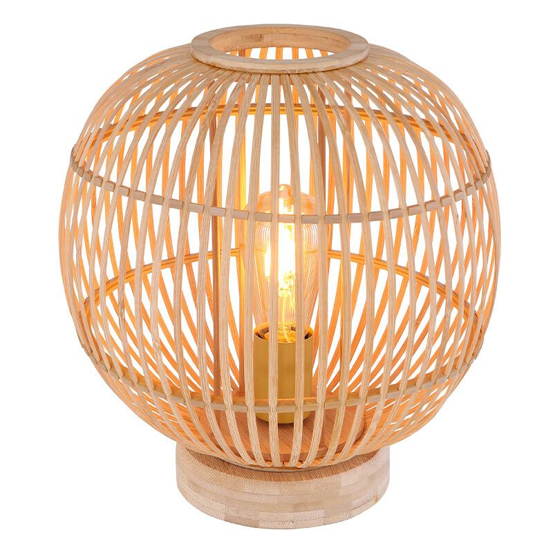 Lámpara de mesa de madera marrón, Terry, con interruptor