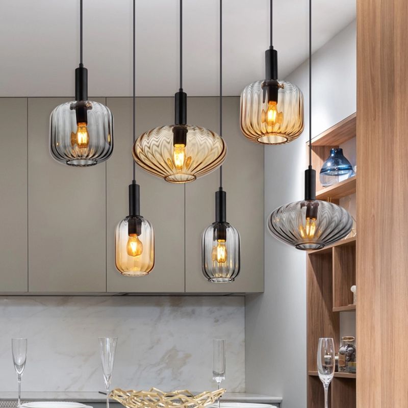 Lámpara colgante negra de vidrio, Marjolein