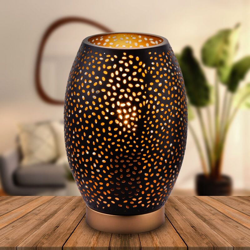 Lámpara de mesa negra de metal, Bilboa