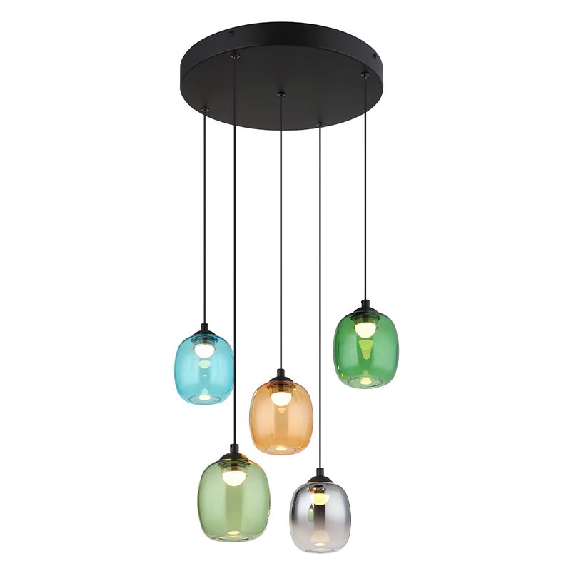 Lámpara colgante multicolor de vidrio, Karsten, 27W, 3000K LED, regulable en 3 pasos