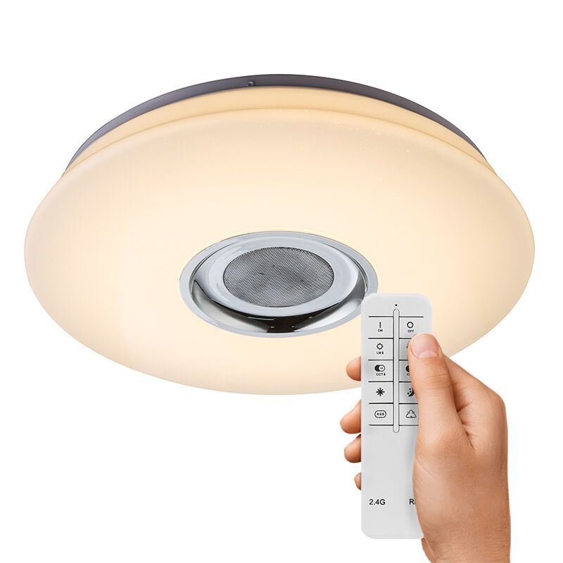 Plafón de techo blanco de plástico, Adali, 18W, RGBW LED, con mando a distancia Plafón de techo blanco de plástico, Adali, 18W, RGBW LED, con mando a distancia