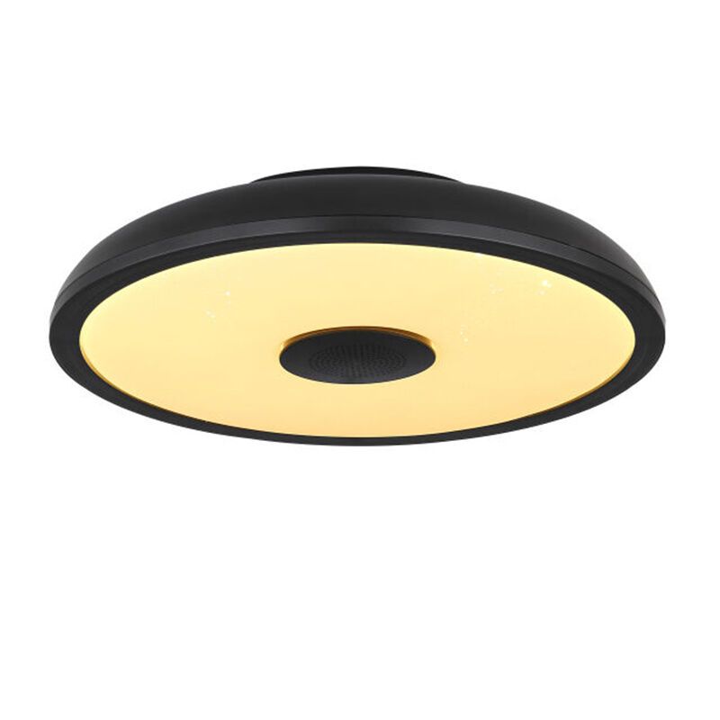Plafón de techo negro de plástico, Musica, 18W, color de luz ajustable LED, IP44, con mando a distancia