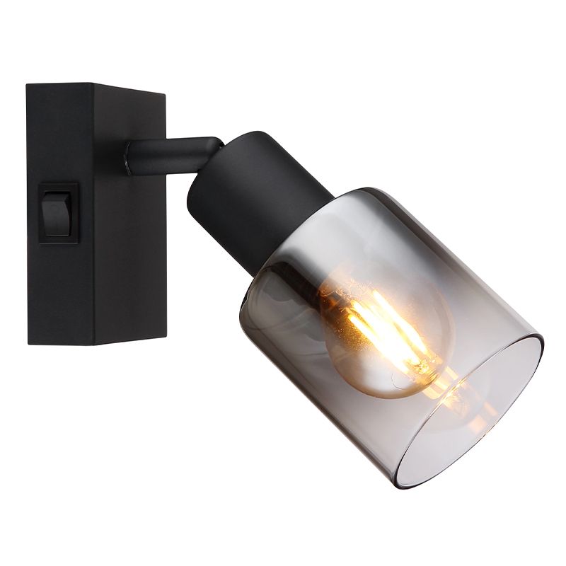 Foco de pared negro de metal, Norbert, con interruptor Foco de pared negro de metal, Norbert, con interruptor
