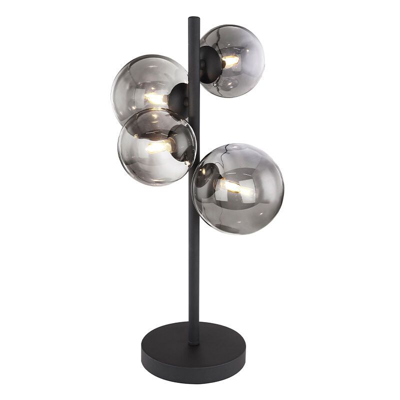 Lámpara de mesa negra de vidrio, Melinda, con interruptor Lámpara de mesa negra de vidrio, Melinda, con interruptor