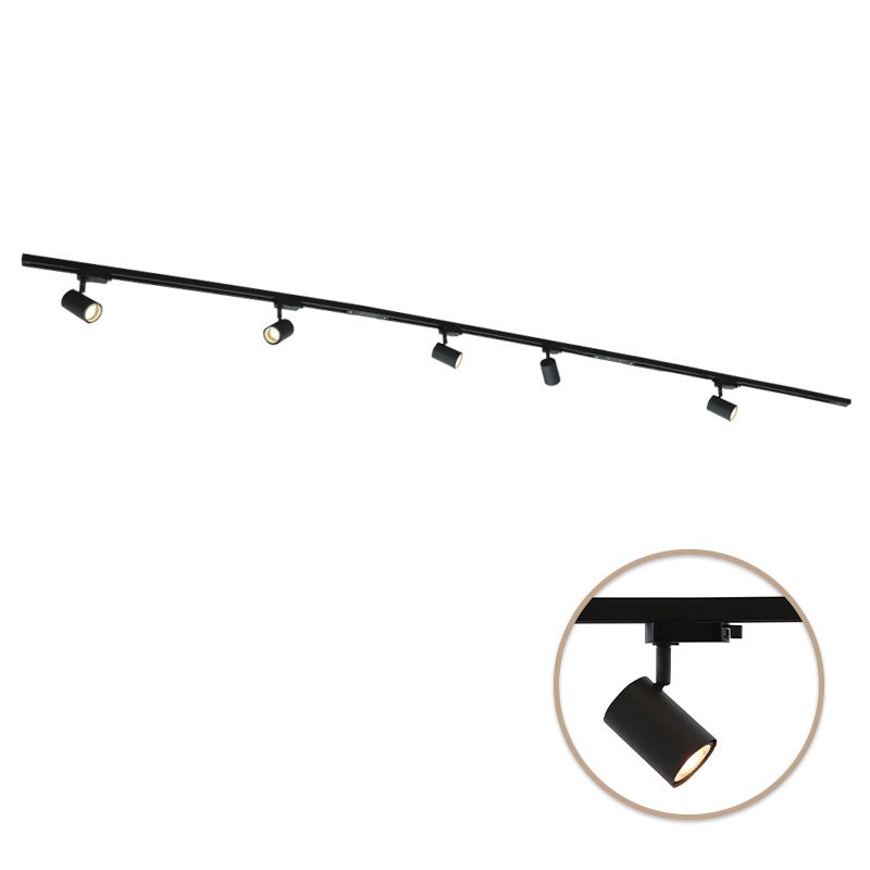 3M sistema iluminación carril monofásico negro + 5 Elena focos de carril