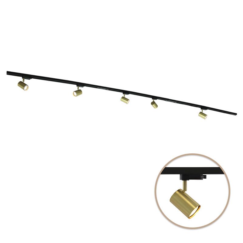 3M sistema iluminación carril monofásico latón + 5 Elena focos de carril